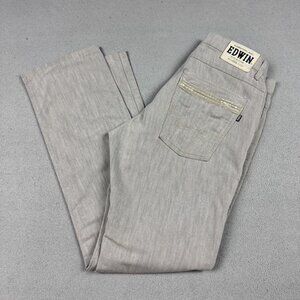 Edwin Pants Mens 32 Made in Japan Herringbone Tan Taupe Leather Pocket Detail